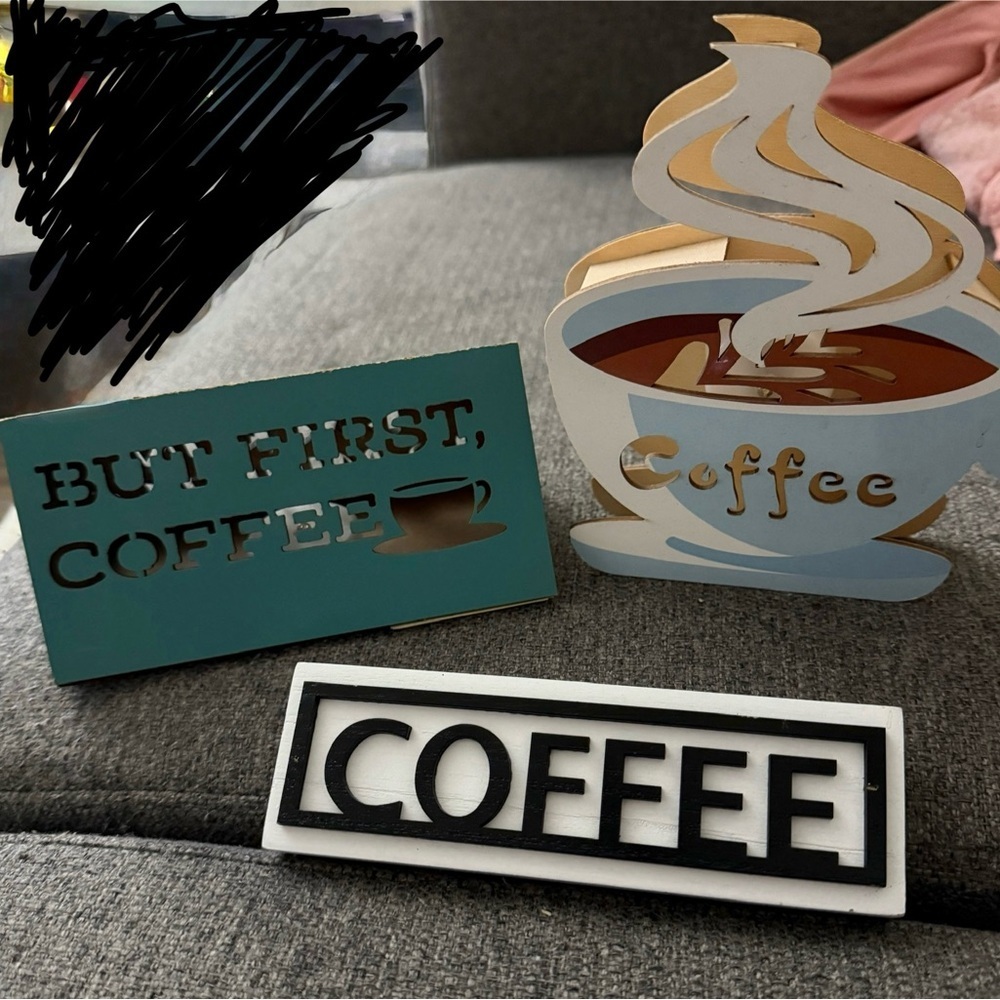 3/piece wooden  coffee bar  sign set